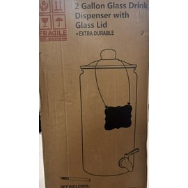 laRaze LeRaze 2 gallon glass, drink dispenser with Glass lid, Marker And Chalkboard