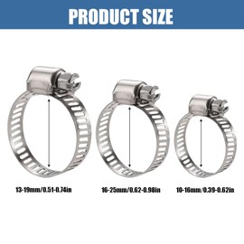 WHYCNJL Pack of 30 Hose Clamps Stainless Steel 304 Metal Hose Ties Adjustable Hose Clamp Suitable for Gas Hoses Water Tanks Automotive Hoses 10-16 mm 13-19 mm 16-25 mm