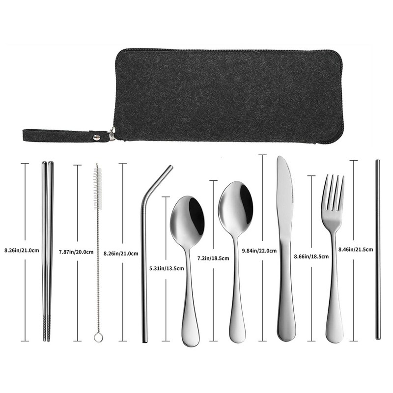 Portable Travel Utensils, Reusable Silverware with Case for Fixing Tableware,