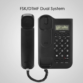 Wallfire Corded Landline Telephone, Desktop Wall Mount Home Office Wired Telephone Supports FSK/DTMF, Redial, Number/Time Check for Office, Call Center, Hotel, Home, Bathroom (Color : Black)