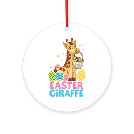 CafePress Cute Giraffee Easter Egg Ba Round 4" MDF Holiday Ornament