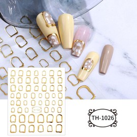 8 Sheets Gold Nail Stickers for Nail Art Gold Frames Flowers Star Nail Decals Snake Nail Art Stickers 3D Self-Adhesive Stickers for Nail Designs Manicure Decorations for Women Girls