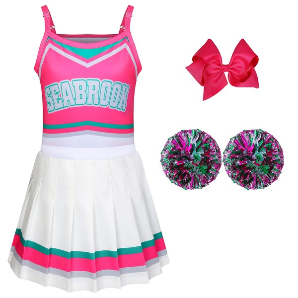 Econbitiry Zombies 3 Cheerleader Costumes for Girls Toddler Cheerleading Outfit Halloween Dress for Party Birthday Rose