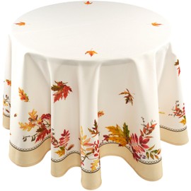 Table Cloth Table Runner Cushion Cover Large Blankets Round and Square Design Leaves (150 cm Round)