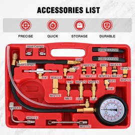 Nilight Fuel Pressure Gauge Tester Kit, 0-140PSI Fuel Injection Pump Pressure Gauge Kit Gasoline Pressure Diagnostic Tools