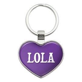 Metal Keychain Key Chain Ring Purple I Love Heart Names Female L Lili - Lola