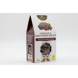 Ambrozia Vegan Biscuits – Chocolate & Sour Cherry - Healthy Natural Snack for Kids & Adults - 4 x 4.58 Oz | Clean Label, No Added Sugar, No Artificial Ingredients | Made in EU