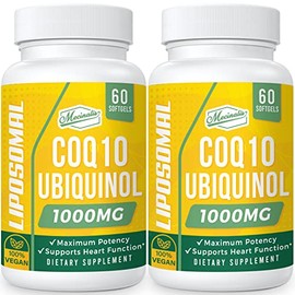 1000mg Liposomal CoQ10 Softgels  Better Absorption CoQ10 Ubiquinol Supplement  Heart Function  Energy Production  Active Antioxidant Form of Vegan... 