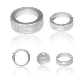 BORUIEN for Ford Maverick 2025 Accessories Interior Decor Gear Shift 4WD Engine Start Stop Headlight Volume Radio Control Switch Center Consoles Knob Cover 5Pcs Aluminum Alloy (Silver, 2025-Up)