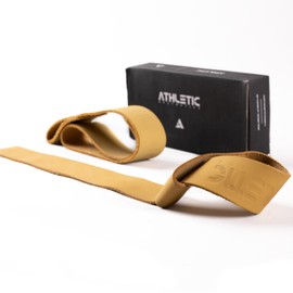 ATHLETIC AESTHETICS Premium Leather Lifting Straps Made of Genuine Buffalo Leather - 55 cm Long for Strength Training, Bodybuilding & Fitness - For Men and Women (Brown)