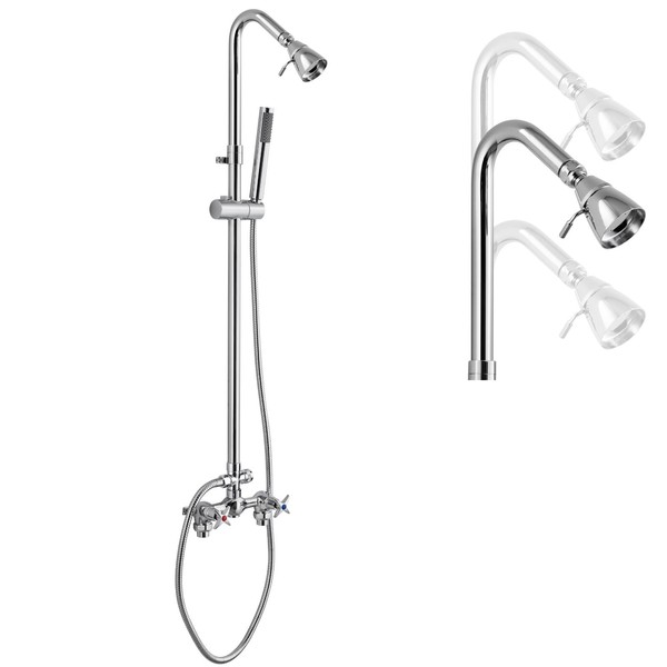 Cinwiny Polish Chrome Wall Mount Outdoor Shower Kit with Hand