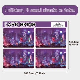 CREATCABIN Cyberpunk Card Skin Sticker, Debit Credit Card Skins, Covering, Personalising, Bank Card Protection, Removable Film, Waterproof, No Bubbles for Transport, Key Card, 186 x 137 mm