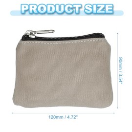 PATIKIL Monedero Bolsa de 3" x 5", Portamonedas Bolsas Organizadoras Pequeñas con Cremallera de Lona para el Hogar, Gris