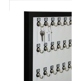 Stand Company Key Rack, Keystand # 24MNF, 24 Bolted Hooks with Numberplate, Extra Space, Wood Frame and Adjustable Hangers for Executive Offices (24 Sets of Tag & Ring Included)