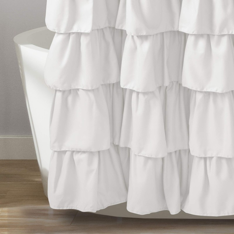 Lush Décor 19211 Ruffle Shower Curtain, 72 inch x 72