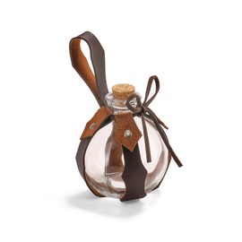 Magic Potion Bottle,Wizard Potions Glass Holder with Cork Stopper and Faux Leather Harness with Holster Loop,Cosplay Medieval (Brown)