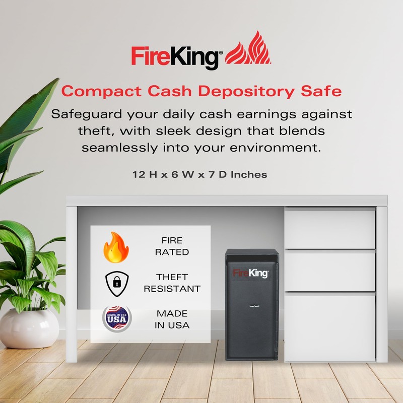 FireKing Mini Safe with Single Nose Lock, Lock Box for