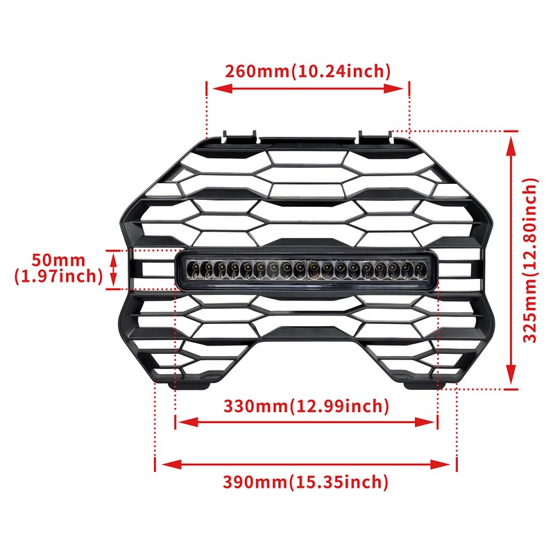 KATIMOTO Front Mesh Grill with LED Spotlight Bar for Commander