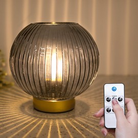 ULAROOM Battery Operated Lamp with Remote Control, Cordless Table Lamps with Timer & Replaceable LED Blub, Portable Dimmable Brightness Small Lamp for Home Decorative Corner Bedroom (Grey)