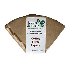 Bean.boutique Coffee Filter Papers/Cones, Plastic Free, Compostable, Unbleached Paper, Biodegradable, Size 2, 2 Cup, 40