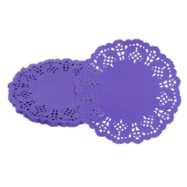 sourcing map 50pcs Paper Doilies, 5.5 Inch Lace Paper Doilies, Disposable Paper Placemats for Cakes Table Plate Crafts Party Weddings Tableware Purple