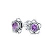 Bali Style Tiny Round Open Flower Gemstone Amethyst Stud Earrings