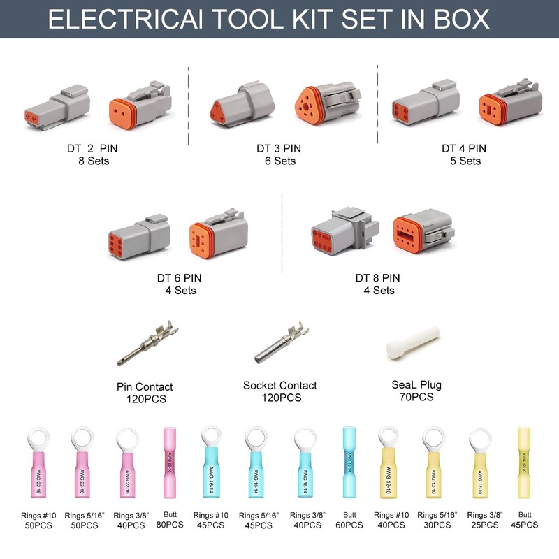 KONBUR DT Deutsch Connector Kit, 2 3 4 6 8