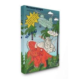 Stupell Industries Dinosaur Facts Fun Triceratops Information Mock Comic, Designed by Sangita Bachelet Wall Art, 30 x 40, Canvas
