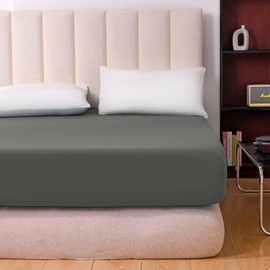 Prime Linens Extra Deep 30Cm Plain Fitted Sheet, Elastic Pocket Breathable Soft Polyester Cotton Bed sheet Machine Washable Fade Resistant (Silver Grey, Double)