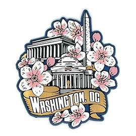 Washington D.C. Monuments with Cherry Blossoms Fridge Magnet