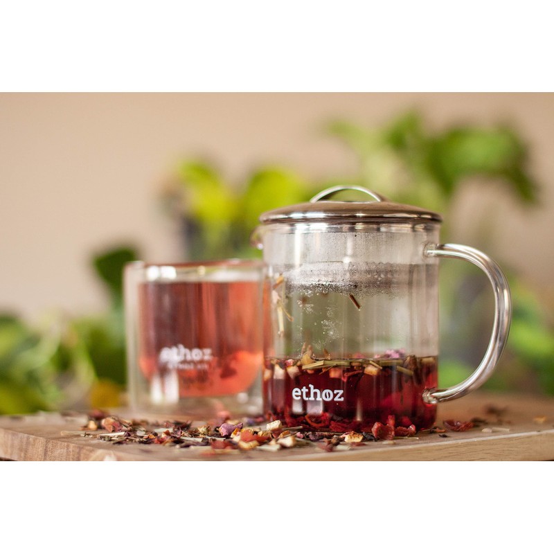 ethoz® Glass Tea Brewer – Premium Loose-Leaf Infuser, Borosilicate Chamber,