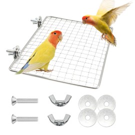 FUATY Stainless Steel Bird Perch for Cage, Open-Grid Easy Clean Parrot Perch Stand Platform, Claw-Friendly Grip Bird Cage Accessories for Cockatiel, Conure, Budgie, Parakeet, Small Medium Birds