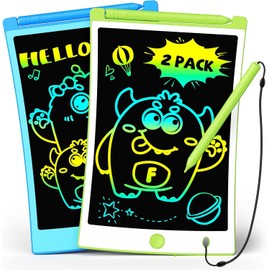 TEKFUN 2 Pack LCD Writing Tablet, 8.5inch Colorful Drawing Tablet for Kids, Erasable Drawing Board with Lanyard, Learning Toys Gifts for 3 4 5 6 7 Years Old Boys Girls Toddlers (SkyBlue*Green)