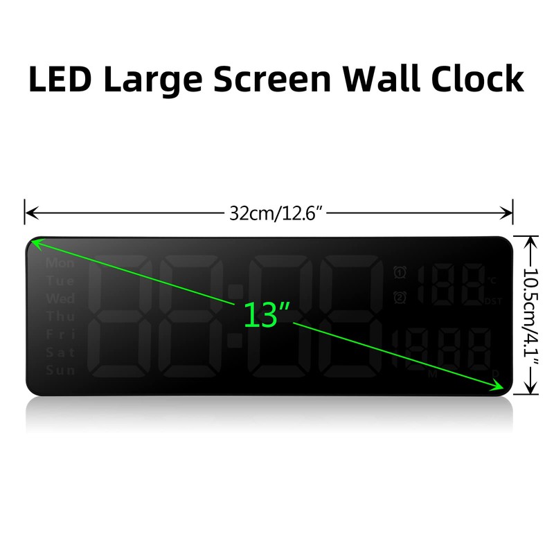 Fuloon Digital Wall Clock, 13 inch Large Display Digital Alarm