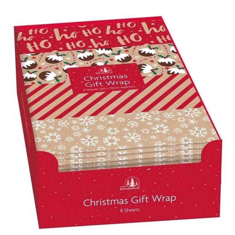 Christmas Gift Wrapping Paper Mix Festive Traditional Each 50cm x