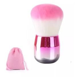 ZzDog Brocha Kabuki Redonda Suave Base Rosa Y Blanco Tornasol