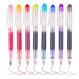 DUINIU 8-Piece Ink-Free Pens, Color Pens, Eight-Color Pen Set, Fine Nib Pens, Quick-Drying Pens Suitable for Calligraphy and Painting