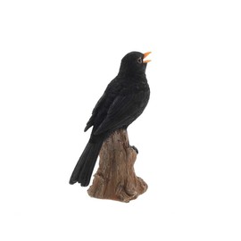 Garden Ornament, Blackbird, 3.3 x 5.5 x Height 8.3 x 5.5 x 8.3 inches (8.5 x 14 x 21 cm), Sound Included, Light Sensor, Gift for Loved Ones, Objects, Figurine, Empret Veil
