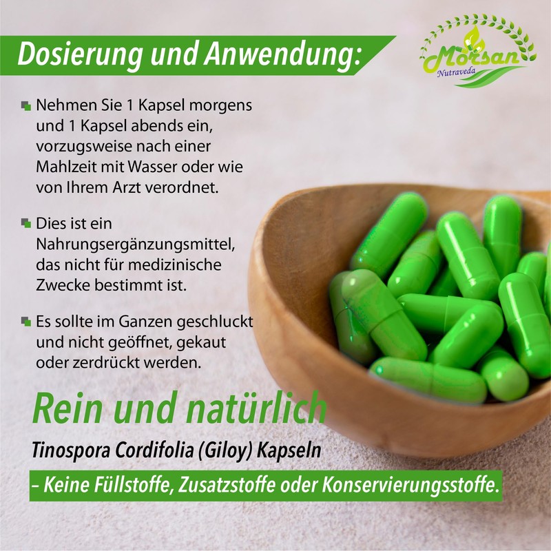 Morsan Nutraveda Giloy-Kapsel 500 mg. 60 Veganer. Einheiten | Guduchi