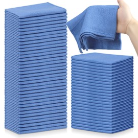 Toulite 100 Pcs Blue Surgical Huck Towels Bulk 24 x 17 Inches Cotton Cleaning Shop Towels Absorbent Wiping Rags for Cleaning Shops Bars Hotel Industries Garage