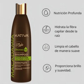 Kativa Macadamia Shampoo Hidratante Cabello Seco 355ml