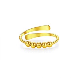 INFUSEU Gold Fidget Ring Women Spinner Anxiety Thumb Rings Adult Teens to My Daughter Adjustable Beads Spinning Worry Stress Adhd Relief Finger 6 5 7 Adjustable Stackable Stacks