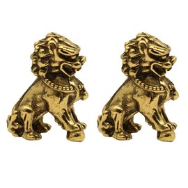 Garneck 2st Lion Model Ornaments Pi Yao Mini Wealth Lion Bassline Figures Golden Kylin Statue Lion Decor Lion Figure Lion Sculpture Small Sitting Lion Statue Brass Office Animal Metal