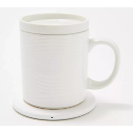 TEMPTATIONS Temp-tations K61162: 14 oz. Ceramic Mug with Warming Base - White Woodland