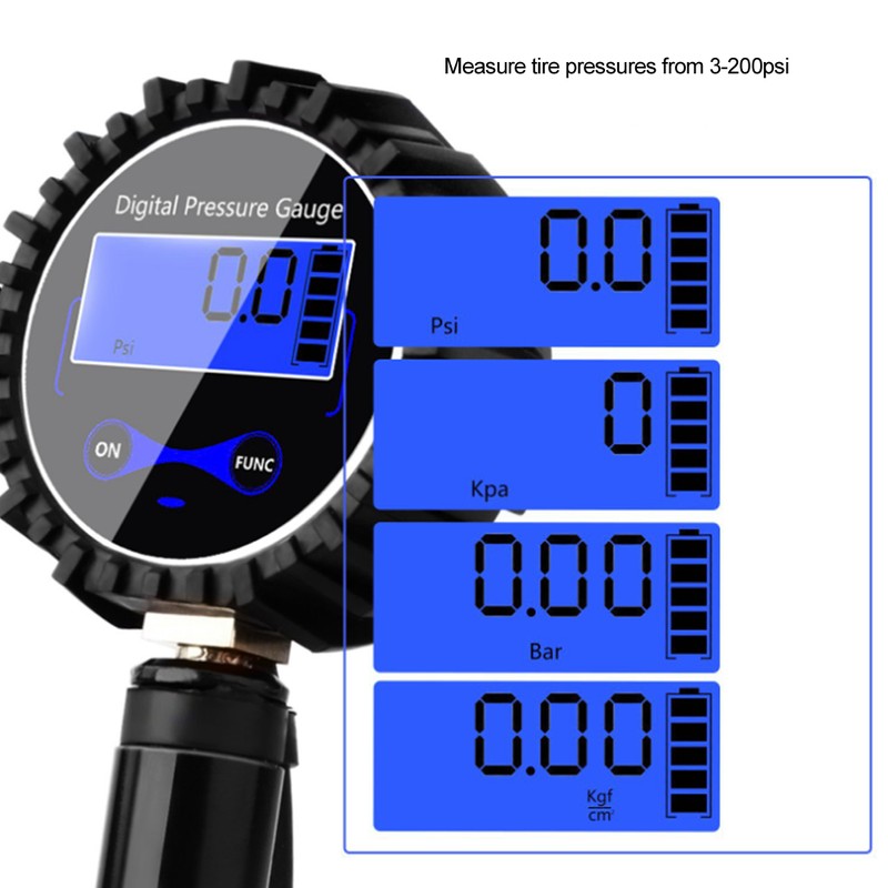 Digital Tire Inflator with Pressure Gauge LCD Display Light Auto