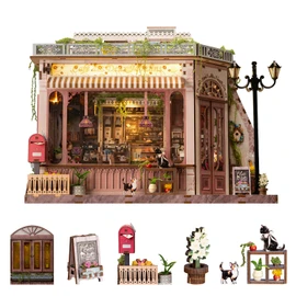 Wondyland Book Nook Kit - DIY Miniature House Diorama Dollhouse Kit, Booknook Tiny House Bookshelf Decor 3D Wooden Puzzle, Gifts for Adults, Teens, and Family(Café des Deux Moulins)
