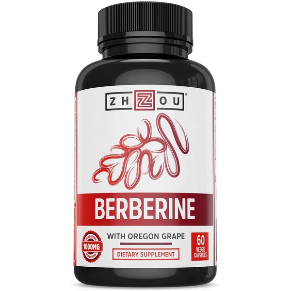 Zhou Nutrition Berberine with Oregon Grape for Healthy Fat Metabolism & Ketone Synthesis, 60Count