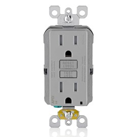 Leviton AFCI Outlet, 15 Amp, Self Test, Tamper-Resistant with LED Indicator Light, Protection from Electrical Fires, AFTR1-GY, Gray