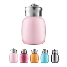 Mini 6.8oz Cute Water Bottle Vacuum Insulated Stainless Steel Water Bottles Leak-Proof Drink Flask Keep Hot and Cold for Home Outdoors Travel (Peach Pink)