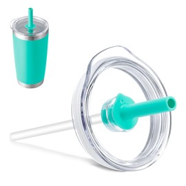 Bluwing 20 oz Tumbler Lid with Straw for YETI, Replacement Lid for YETI Rambler 20 oz Tumbler, 24oz Mug, 25 oz Straw Mug, Spill Proof Lids(Teal)